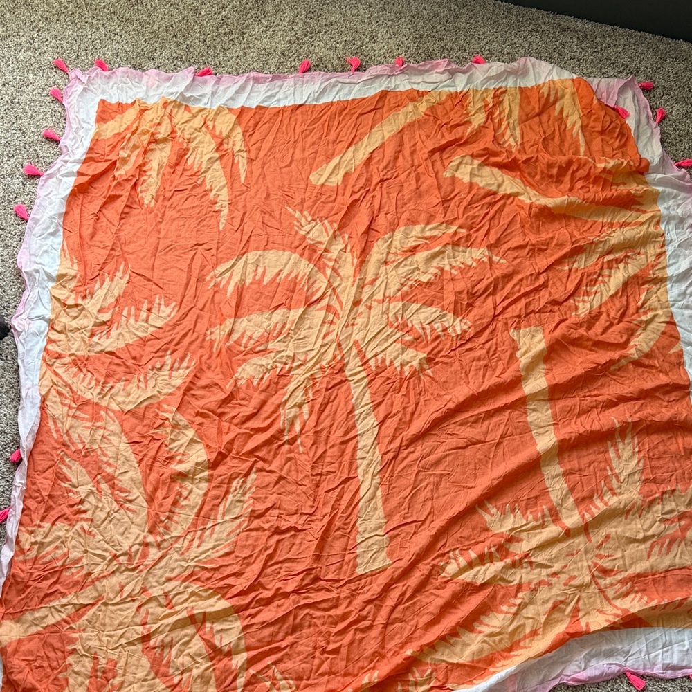 Coral and Beige Palm Tree scarf